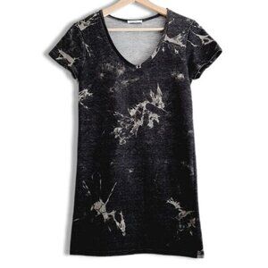 ANTISTAR Tie-Dye V-Neck Mini Dress Tunic Grey Shades Neutral Sz S